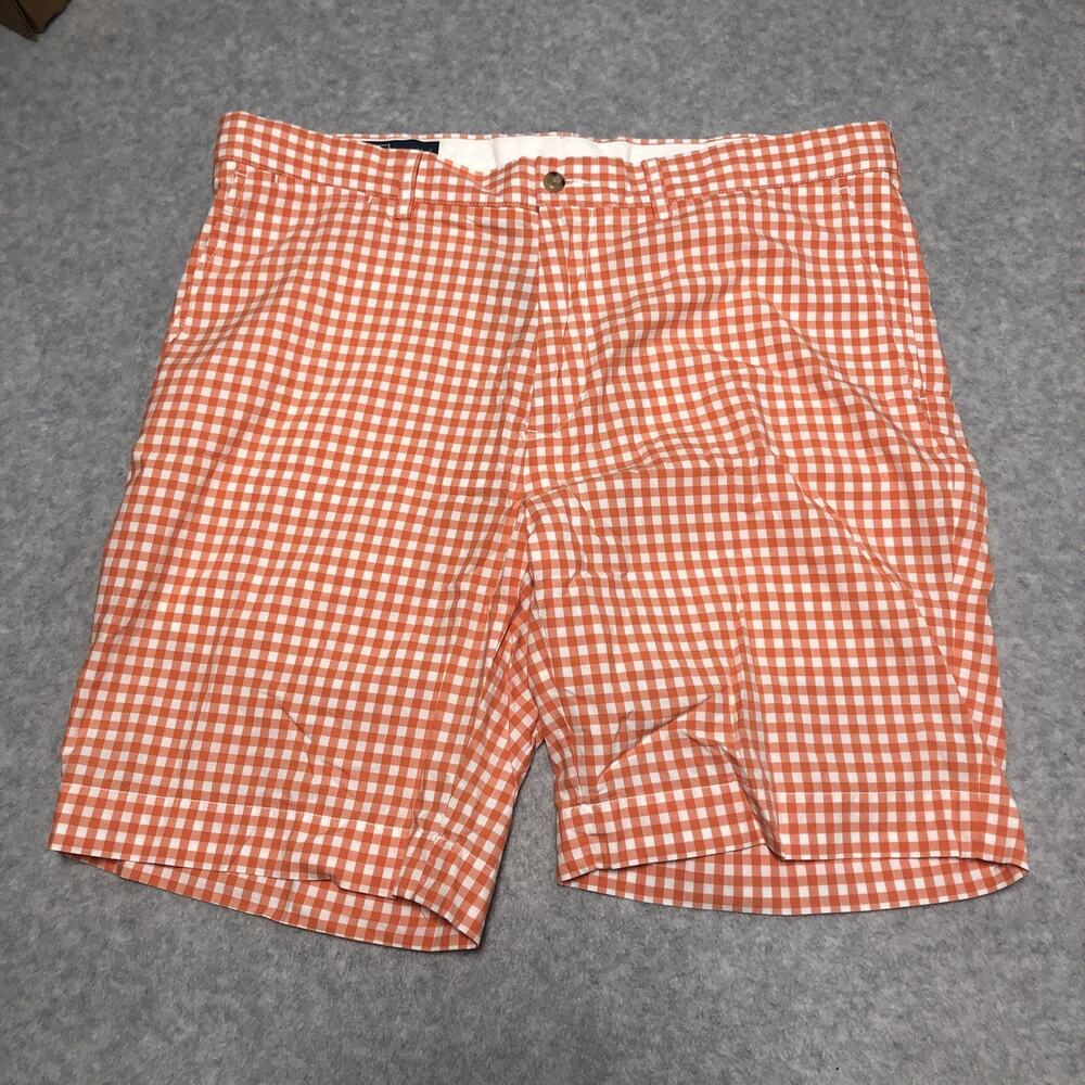 Polo Ralph Lauren Suffield Shorts Mens Size 36 Orange Check Chino Tennessee Vols